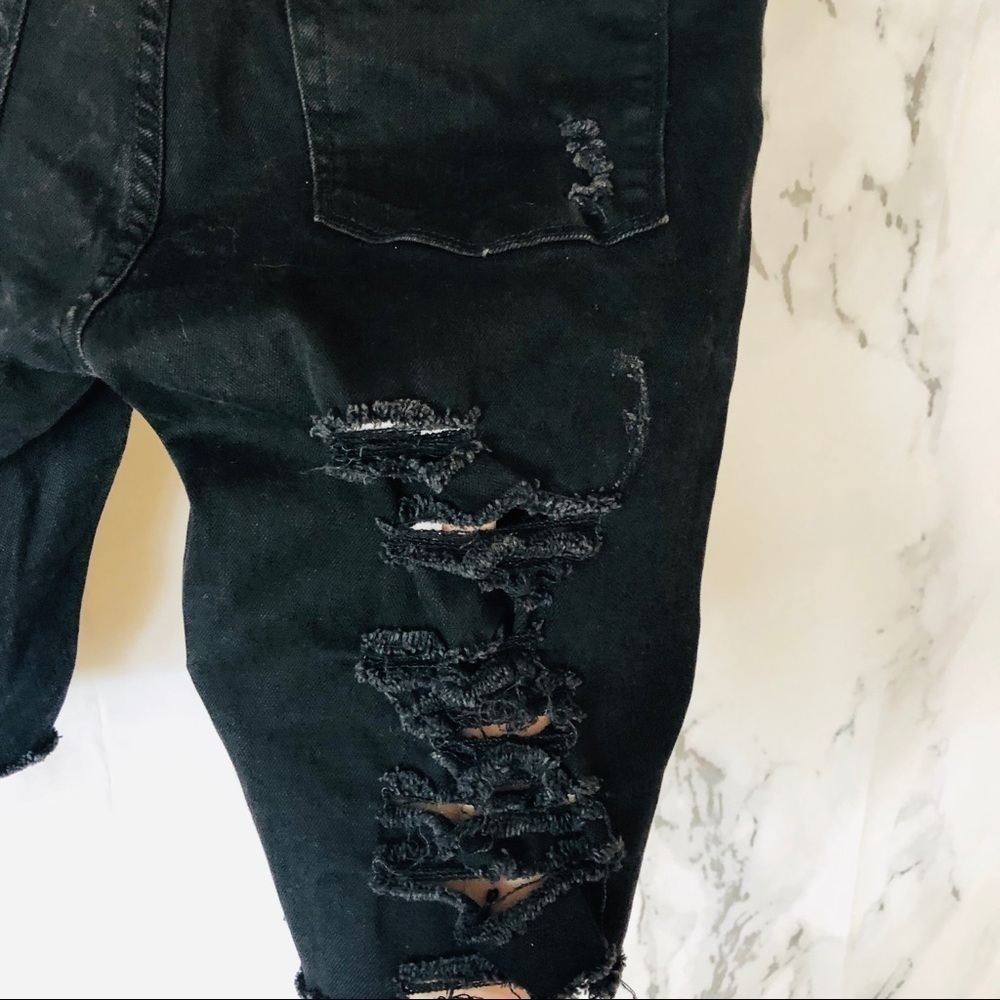 Blank NYC/ Black Distressed Denim Bermuda Shorts - Picture 6 of 6